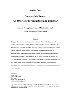 Convertible Bonds: An Overview for Investors and Issuers.