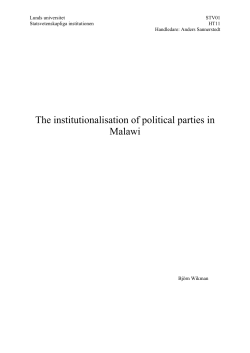 The institutionalisation of political parties in Malawi