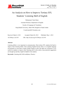 An Analysis on How to Improve Tertiary EFL Students` Listening Skill