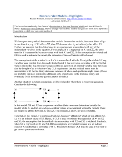 Nonrecursive Models (Highlights)