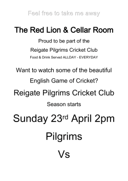 Sunday 23rd April 2pm Pilgrims Vs