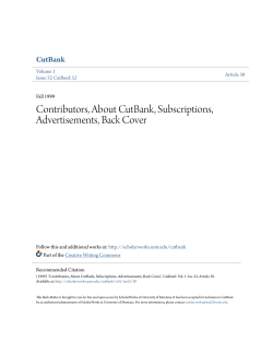 Contributors, About CutBank, Subscriptions, Advertisements, Back