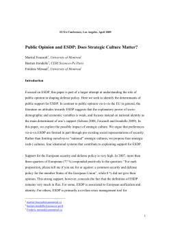 Public Opinion and ESDP: Does Strategic Culture Matter?