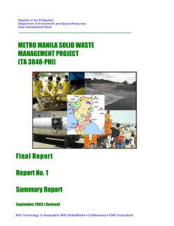 Final Report Report No. 1 Summary Report METRO MANILA SOLID