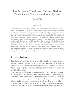 The Automatic Translation of Idioms. Machine Translation vs