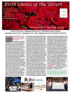 Spring 2015 Newsletter - Birth Choice of the Desert