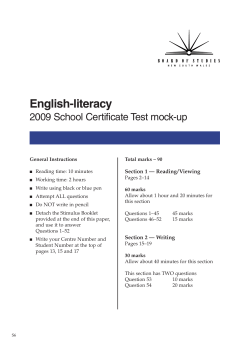 English Literacy - 2009 School Certificate Test