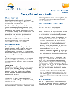 Dietary Fats and Your Health - HealthLinkBC File #68f