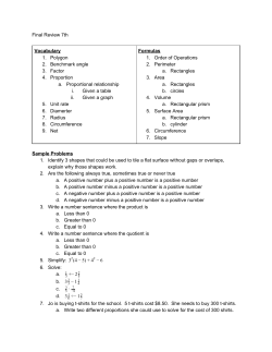 Final Review 7th Vocabulary 1. Polygon 2. Benchmark angle 3