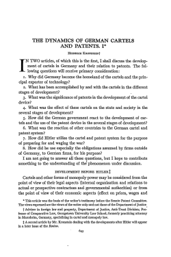 The Dynamics of German Cartels and Patents. I