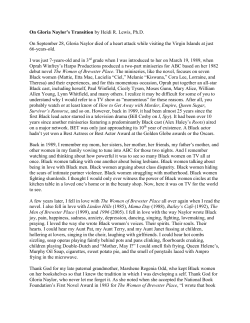 On Gloria Naylor`s Transition by Heidi R. Lewis