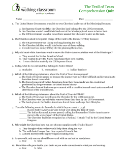 The Trail of Tears Comprehension Quiz