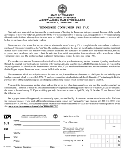 SLS 452 TENNESSEE CONSUMER USE TAX