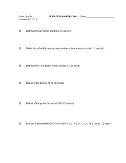 Form I math LCM GCF Divisibility Test Name October