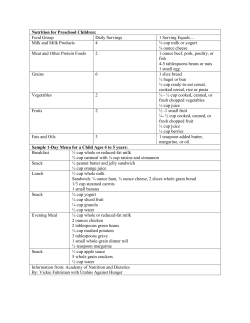 Nutrition for Preschool Children