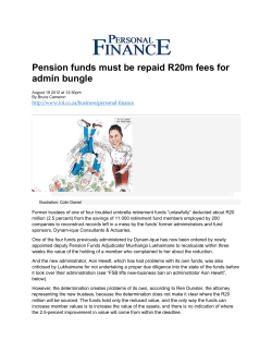 Pension funds must be repaid R20m fees for admin bungle (19 Aug