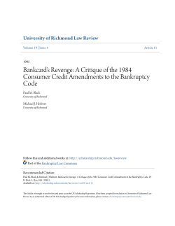 Bankcard`s Revenge: A Critique of the 1984 Consumer Credit