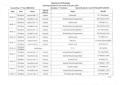 Auditorium Teaching schedule for the month ol January,2017