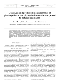 Observed and predicted measurements of photosynthesis in a