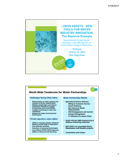 LIQUID ASSETS: NEW TOOLS FOR WATER INDUSTRY