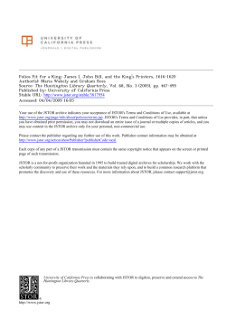 Folios Fit for a King: James I, John Bill, and the King`s Printers, 1616