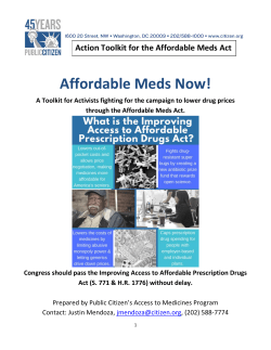 Action Toolkit for the Affordable Meds Act
