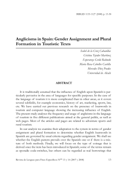 gender assignment and plural formation in touristic