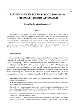 LITHuANIAN EASTERN POLICY 2004&ndash;2014: THE ROLE THEORY