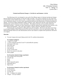 Chemical and Physical Changes - UNCG GK-12