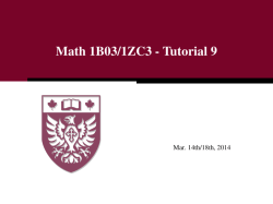 Math 1B03/1ZC3 - Tutorial 9 - Math-UMN