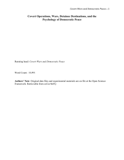Covert Operations, Wars, Detainee Destinations, and the