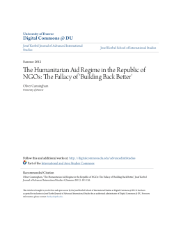The Humanitarian Aid Regime in the Republic of NGOs