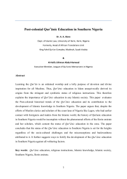Post-colonial Quranic Education in Southern Nigeria