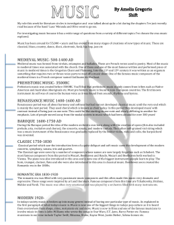 PREHISTORIC MUSIC-‐ 3500BC MEDIEVAL MUSIC-‐ 500