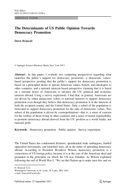 The Determinants of US Public Opinion Towards Democracy