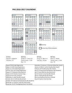 PHS 2016-2017 CALENDAR