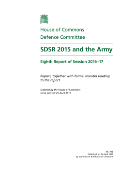 SDSR 2015 and the Army - Publications.parliament.uk