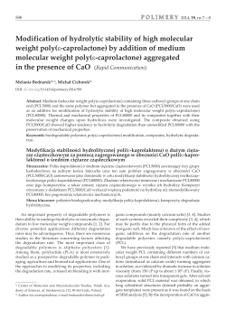 Modification of hydrolytic stability of high molecular weight poly(e