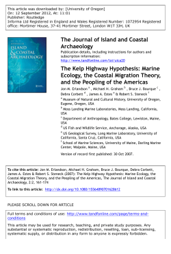The Kelp Highway Hypothesis: Marine Ecology, the Coastal