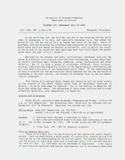 SOUTIIEAST ASIA TO 1800 Fall 1992 MWF 11:00