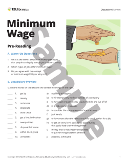 SAMPLE &ndash; Minimum Wage &ndash; Discussion Starters &ndash; ESL Library