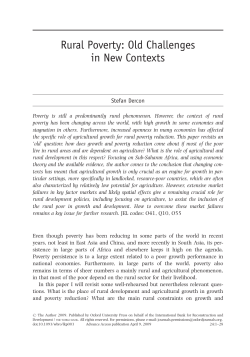 Rural Poverty: Old Challenges in New Contexts