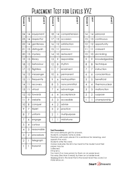 Placement Test Levels XYZ