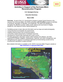 Activities in Support of the Hurricane Mitch Reconstruction