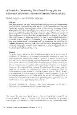 A Search for Decolonizing Place-Based Pedagogies: An Exploration