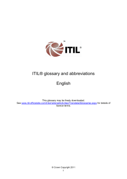 ITIL&reg; Glossary And Abbreviations English