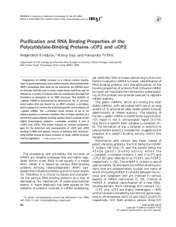 Purification and RNA Binding Properties of the Polycytidylate