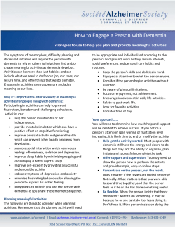 How to Engage a Person with Dementia