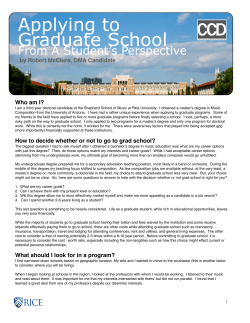 Applying to Graduate School - From A Student`s Perspective