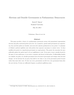 Elections and Durable Governments in Parliamentary Democracies